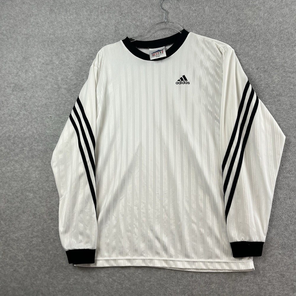 Vintage Adidas Goalkeeper Jersey Men's L Soccer Goalie Black White Made In USA